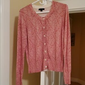 Banana Republic Dotted Cardigan Coral Red Orange L